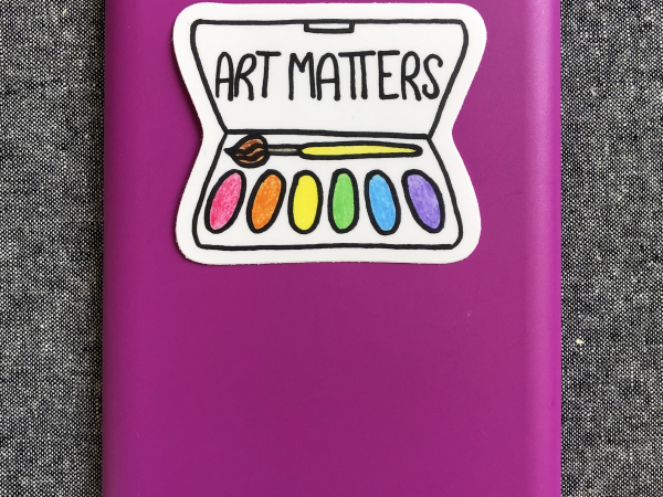 Art Matters vinyl sticker on tablet