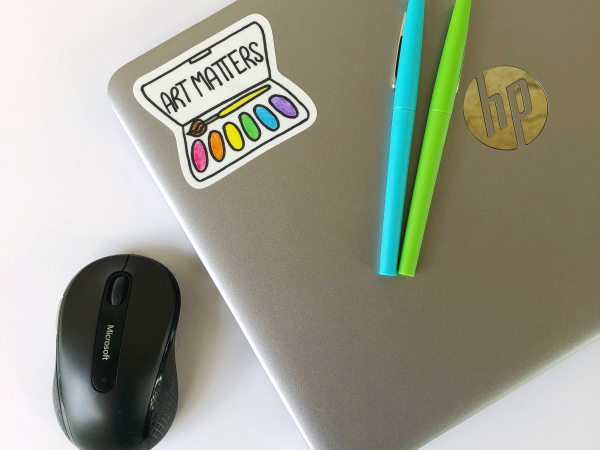 Art Matters vinyl sticker on computer